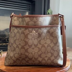 Coach Tan and Brown Signature Crossbody Bag